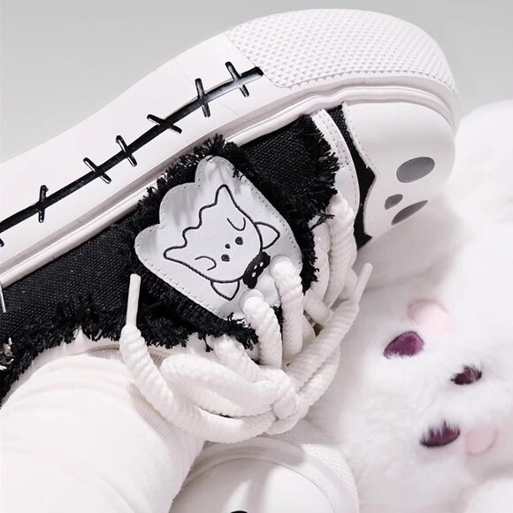 Y2K Goth Platform Sneakers Canvas Chunky Sole Retro Shoes Women Casual - Picture 6 of 7